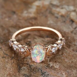 Rose Gold plated - Opalite ring - size 8